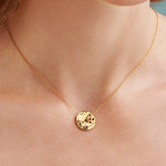 February Amethyst Birthstone Spinner Necklace