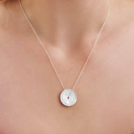 Spinning disc pendant necklace for anxiety relief hand engraved with the words Everything Will Be OK