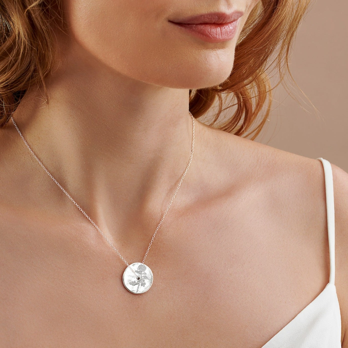 November Birth Flower Chrysanthemum Necklace in Silver