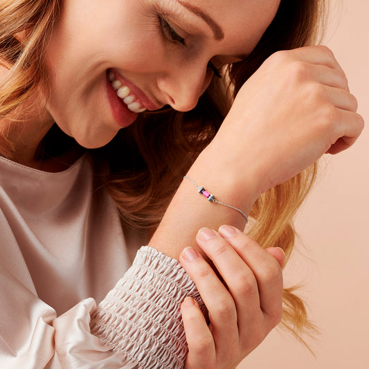 Amethyst February Birthstone Baguette Bracelet in Sterling Silver