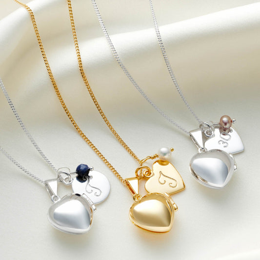 Personalised Heart Locket with Birthstone in Gold Vermeil