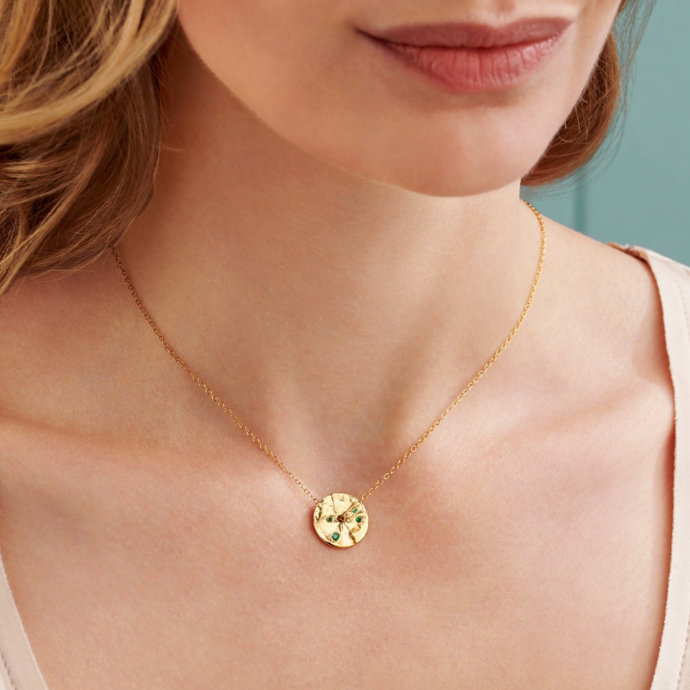 May Emerald Birthstone Spinner Necklace