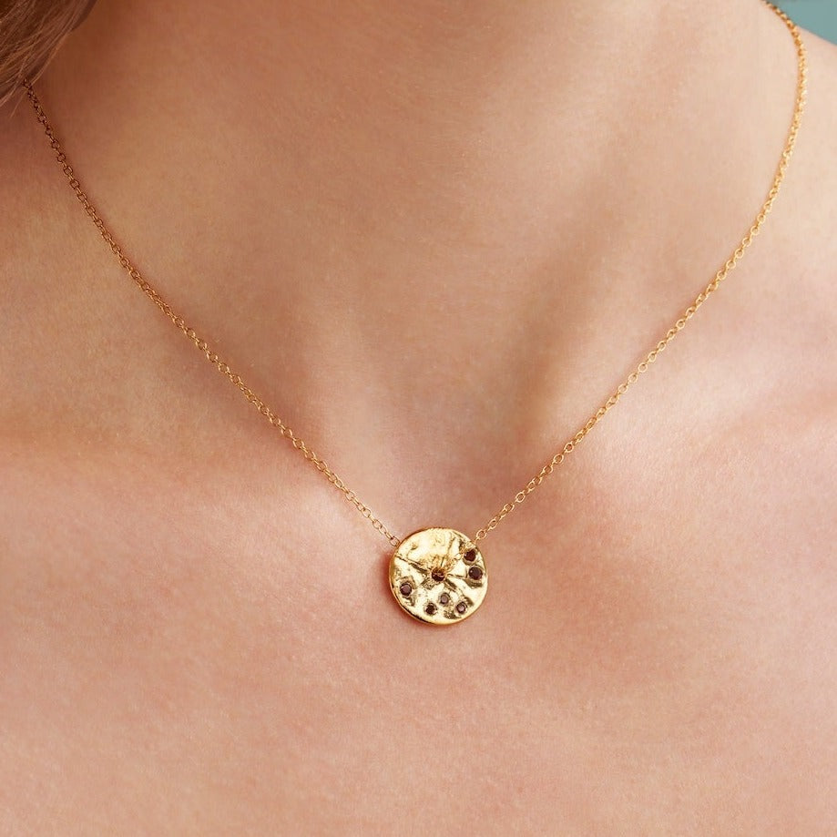 January Garnet Birthstone Spinner Necklace