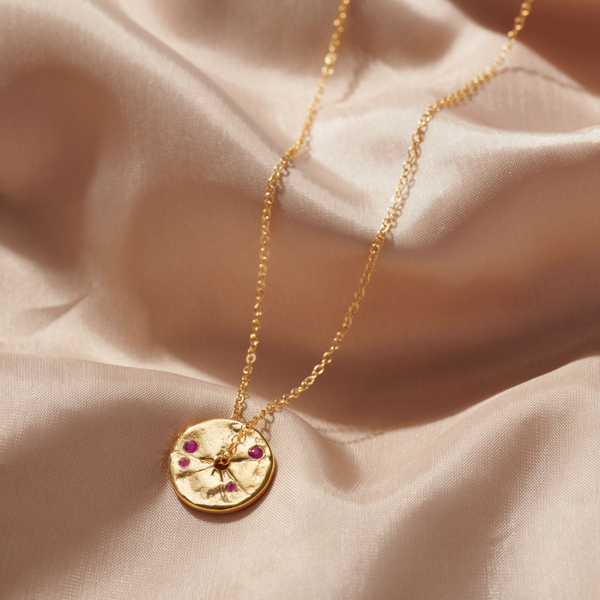 July Ruby Birthstone Spinner Necklace