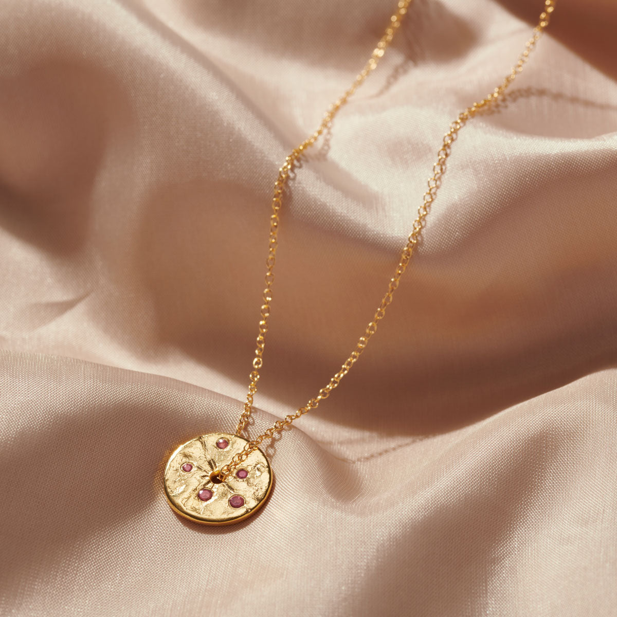 October Pink Tourmaline Birthstone Spinner Necklace