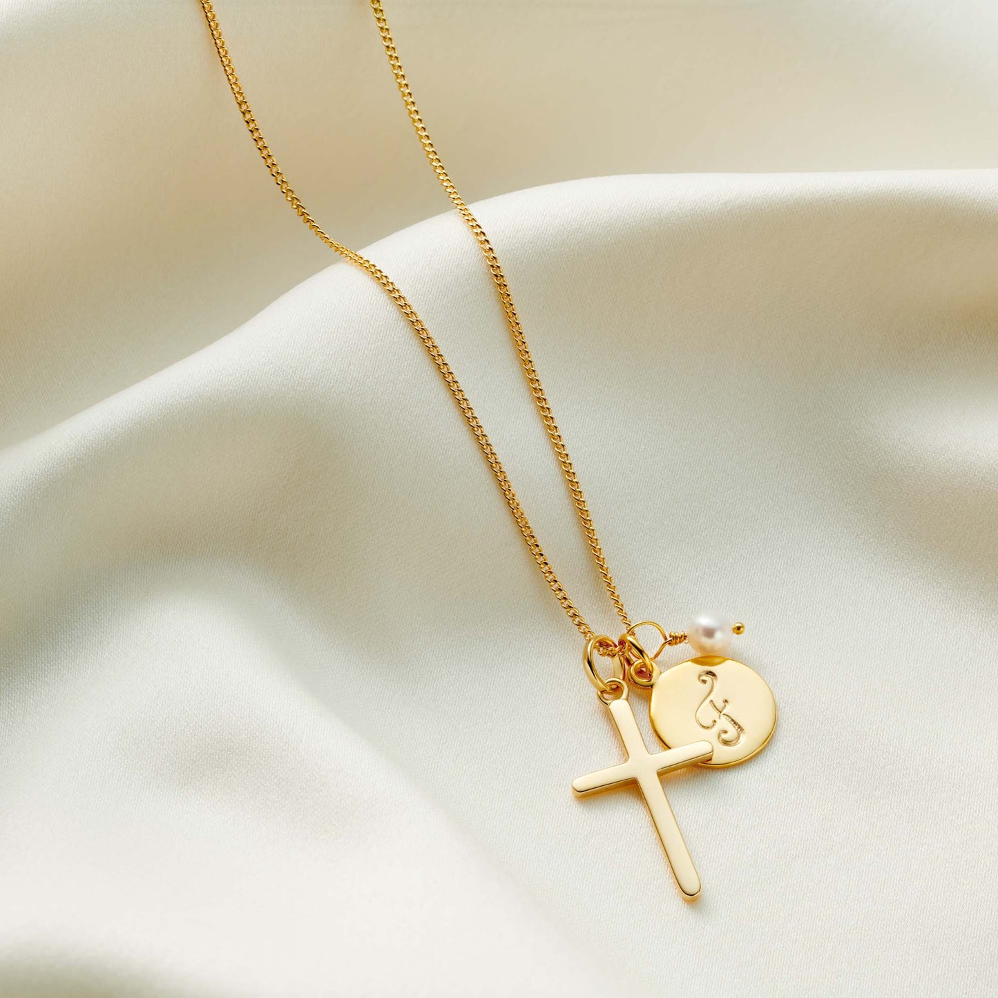 Personalised Gold Cross Necklace with Birthstones