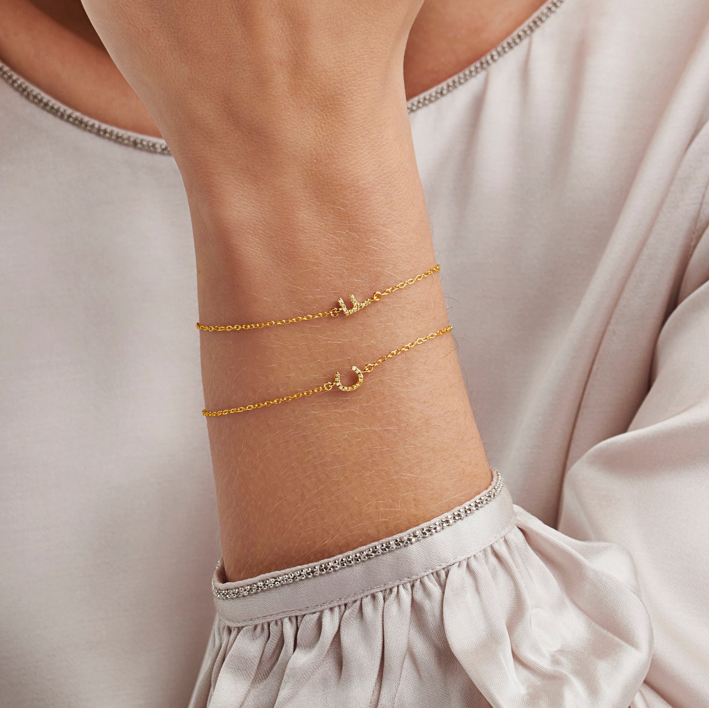 Real Diamond Initial Letter Bracelet in Gold Vermeil