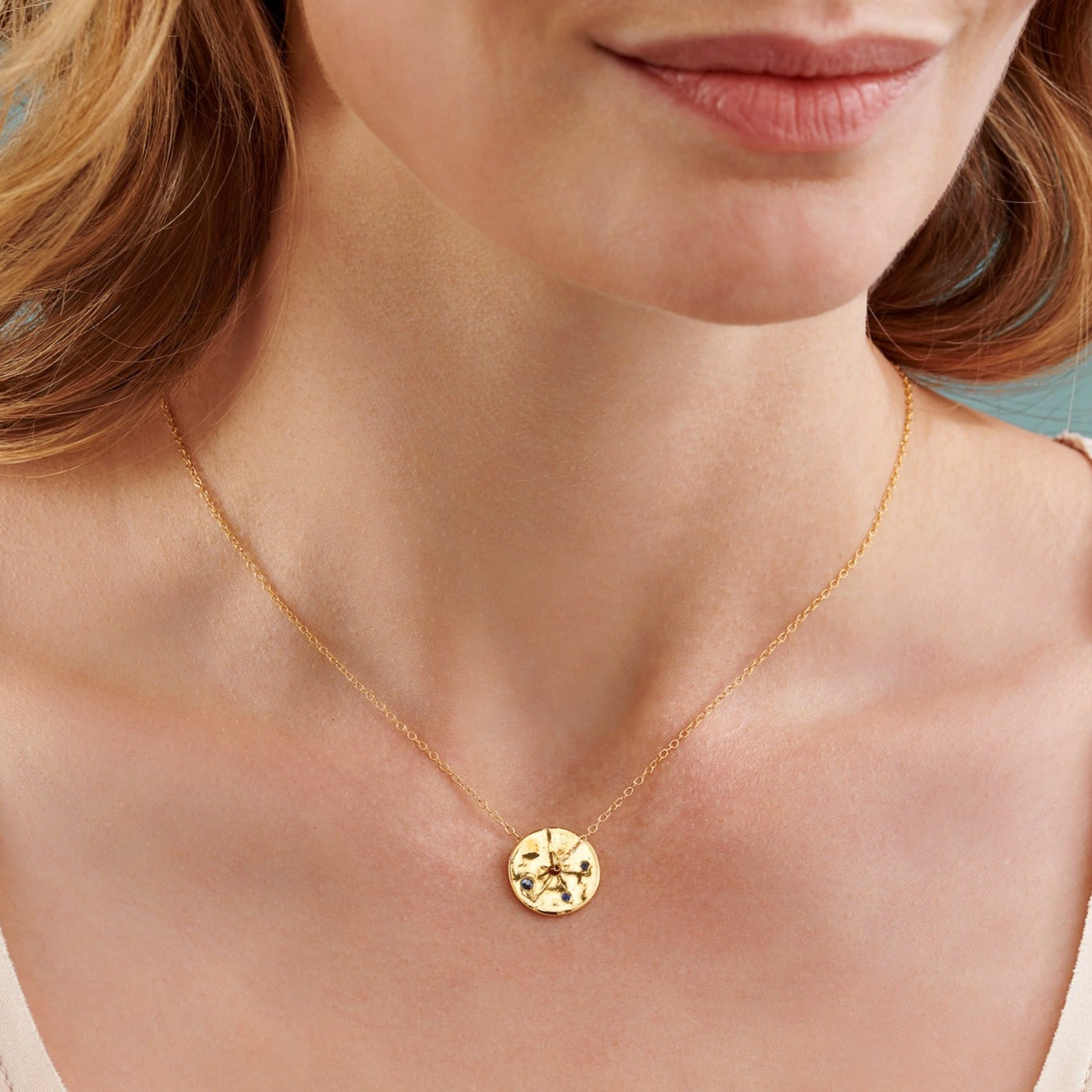 September Sapphire Birthstone Spinner Necklace