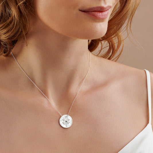 January Birth Flower Snowdrop Necklace in Silver