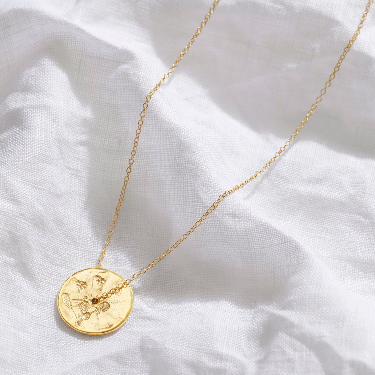 February Birth Flower Violet Necklace in Gold Vermeil