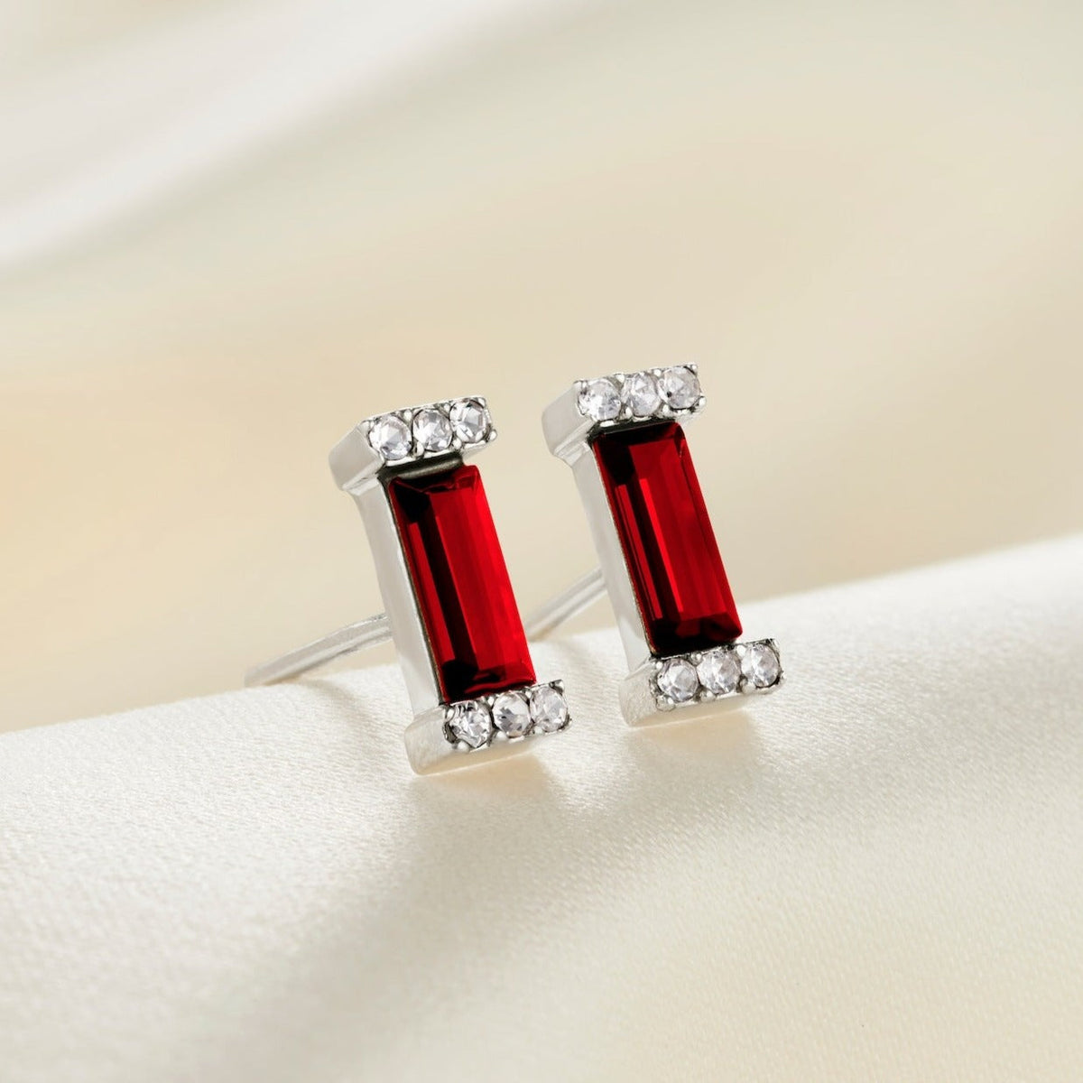 Birthstone Baguette Stud Earrings