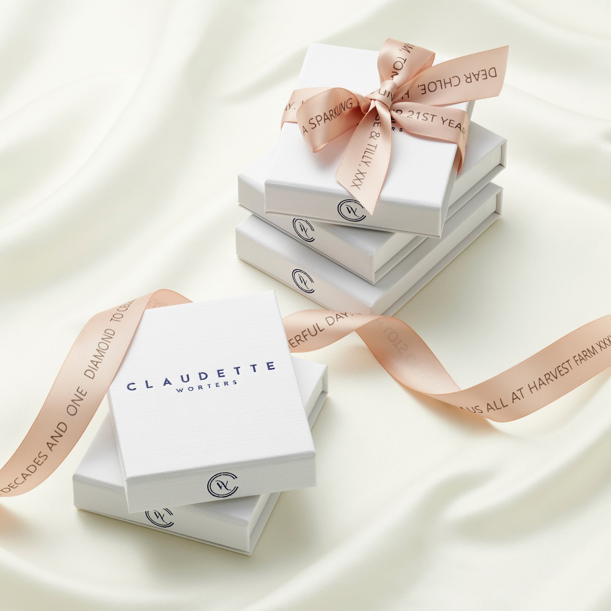 21st birthday jewellery gift box with printed ribbon by Claudette Worters