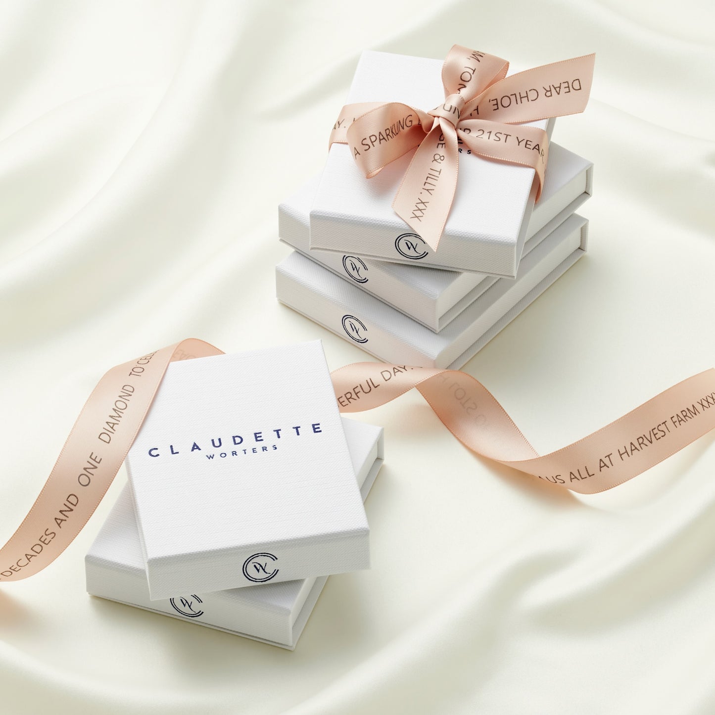 21st birthday personalised luxury ribbon with your special message and small white gift box