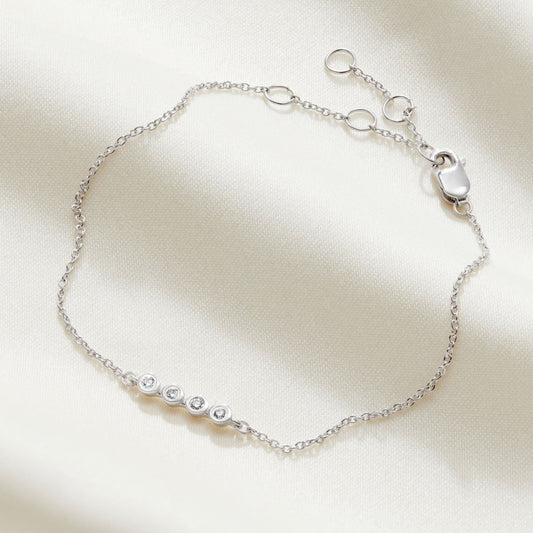 40th birthday diamond bracelet with 4 diamonds in sterling silver