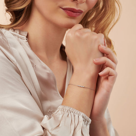 40th birthday diamond bracelet with 4 diamonds for 4 decades in sterling silver