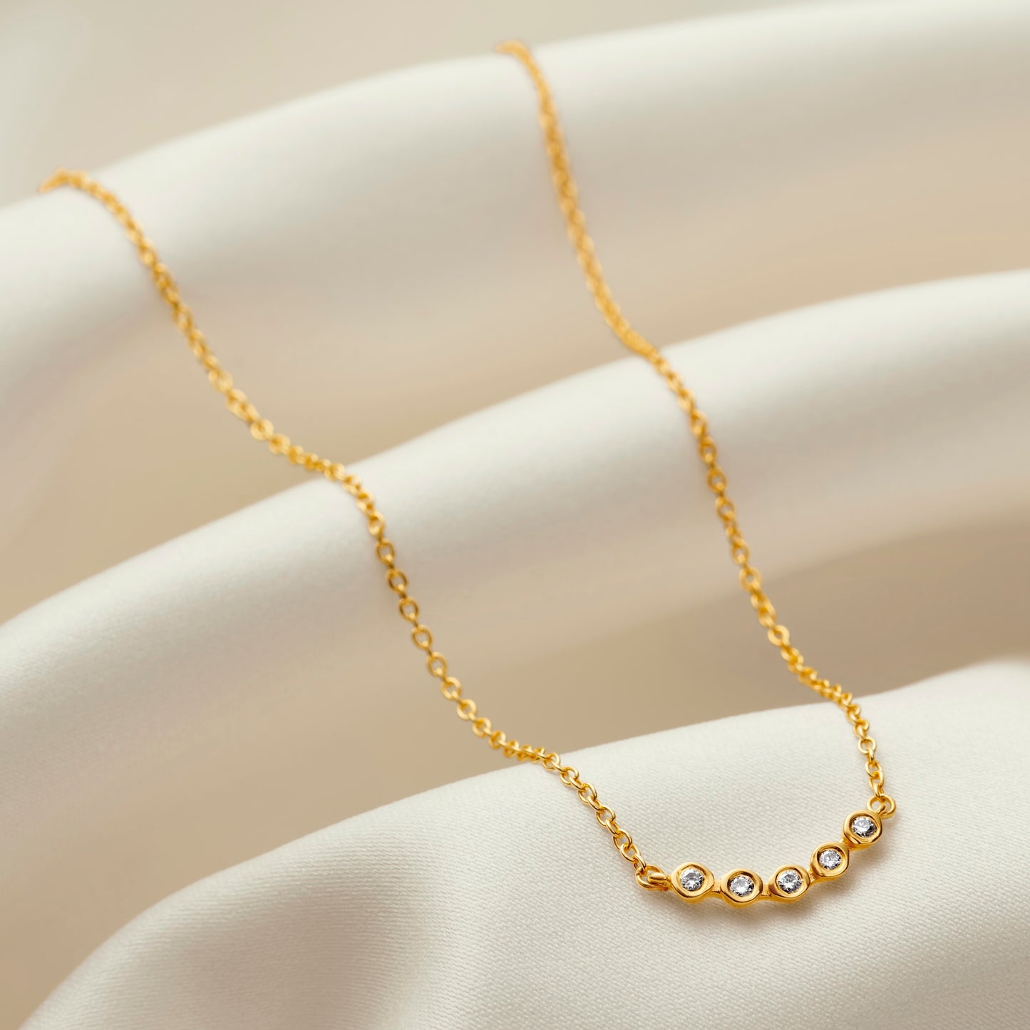 50th birthday diamond necklace in gold vermeil with 5 diamonds by Claudette Worters