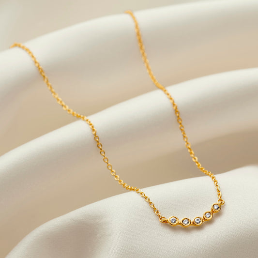 50th birthday diamond necklace in gold vermeil with 5 diamonds by Claudette Worters