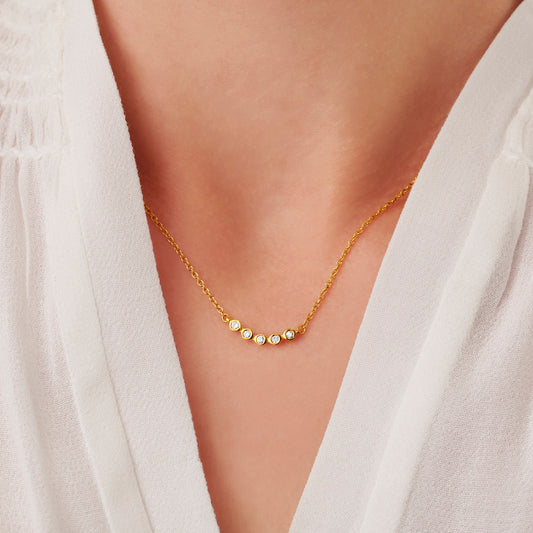 50th birthday diamond necklace 5 row diamond set necklace in gold vermeil