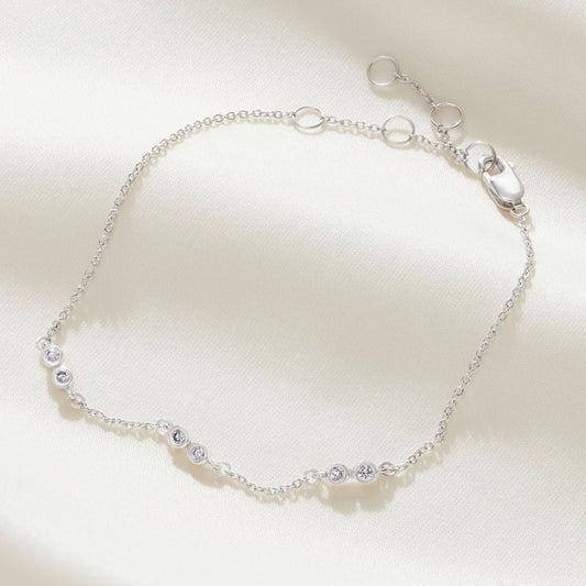60th birthday diamond bracelet.  6 diamonds to represent 6 decades in sterling silver 
