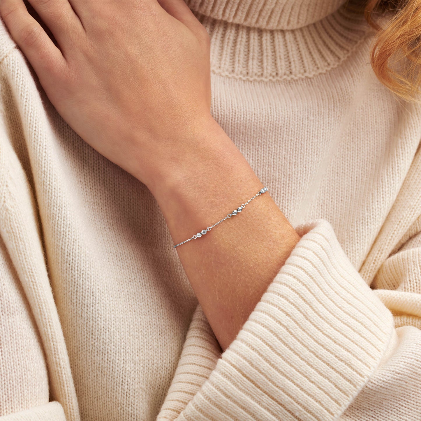 6 diamonds bracelet for 60th birthday in sterling silver by Claudette Worters