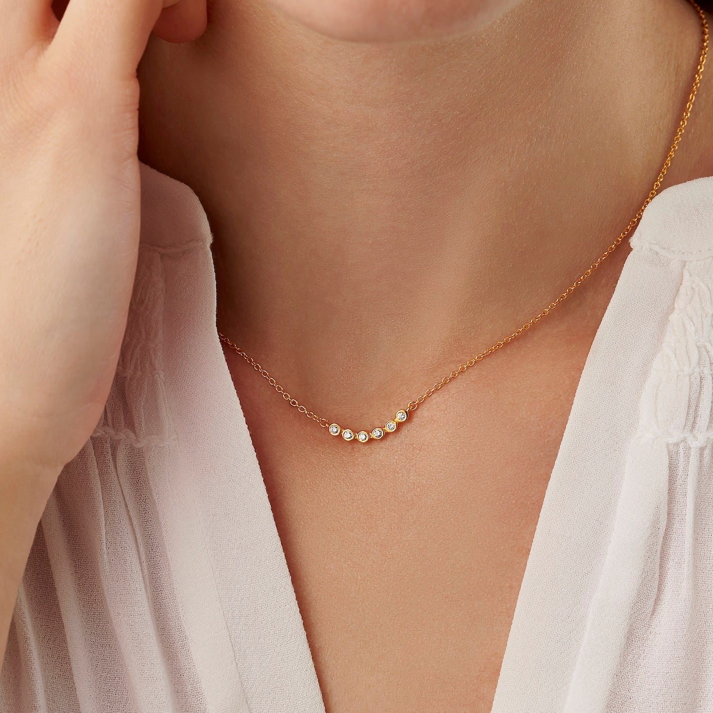 60th birthday 6 stone diamond necklace in gold vermeil by Claudette Worters