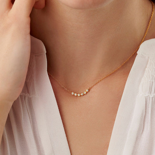 60th birthday 6 stone diamond necklace in gold vermeil by Claudette Worters