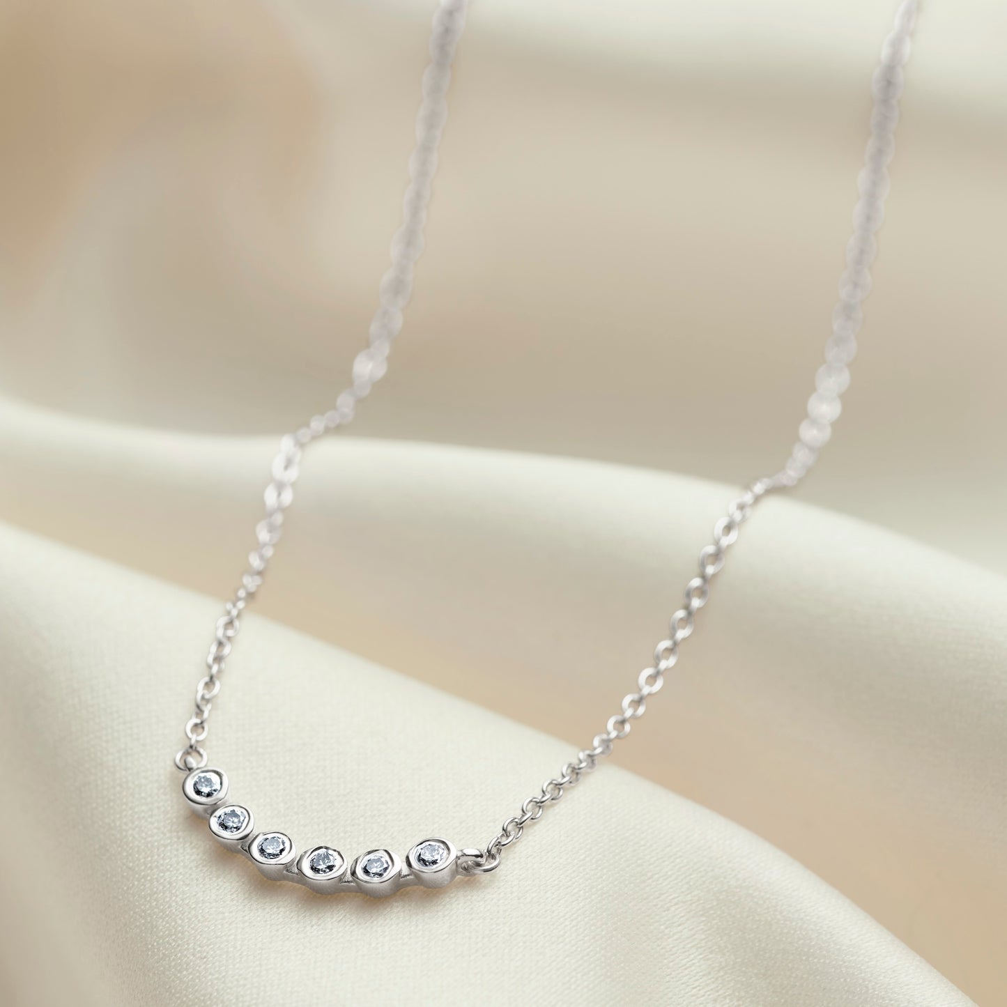 60th birthday necklace with 6 diamonds for 6 decades in sterling silver

