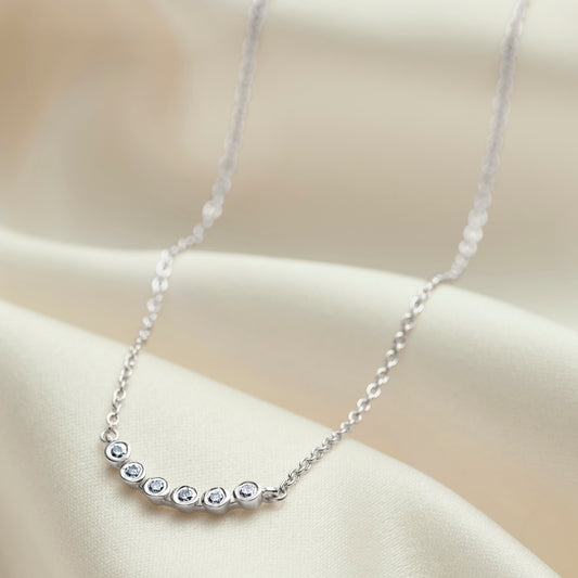 60th birthday necklace with 6 diamonds for 6 decades in sterling silver
