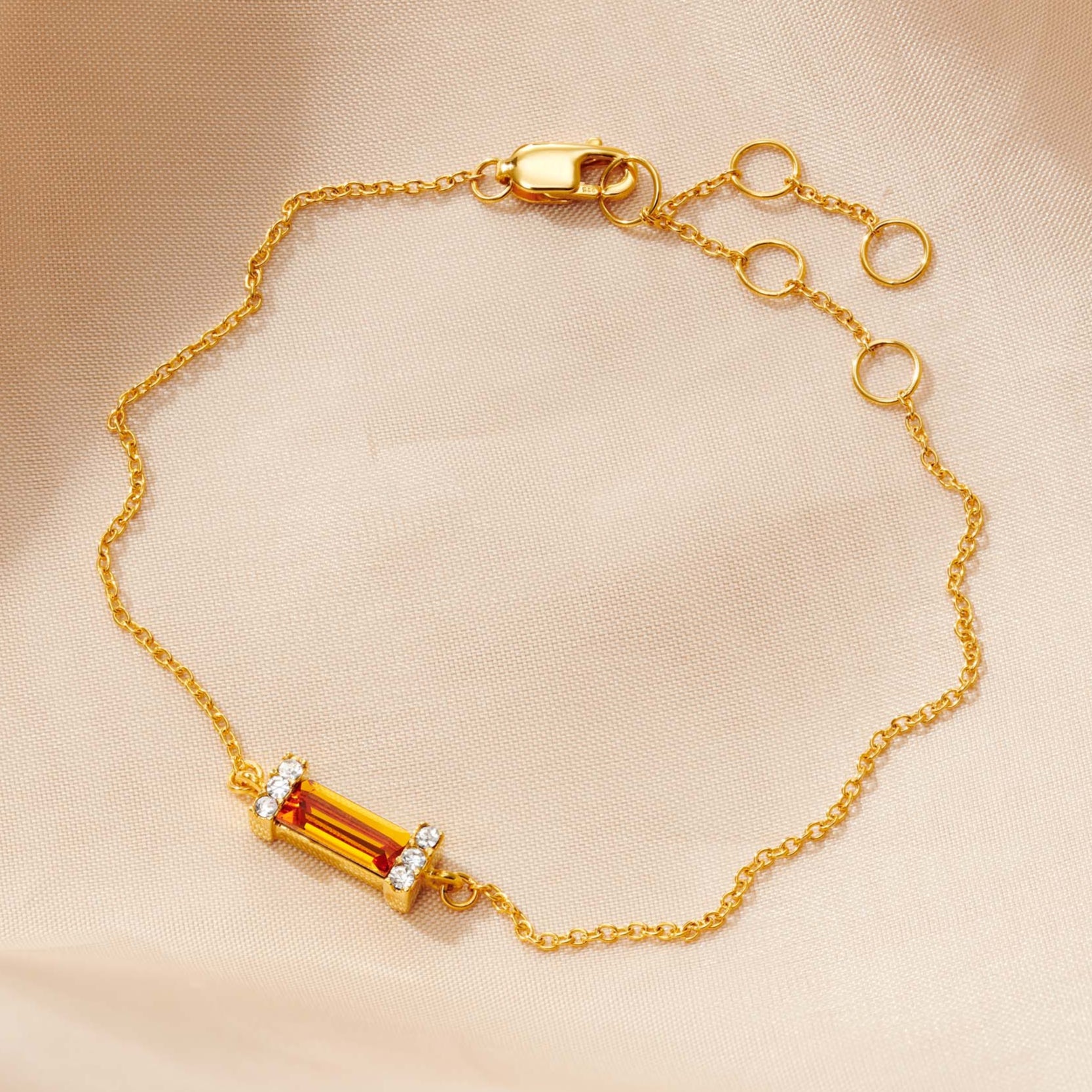 Topaz birthstone bracelet in gold vermeil