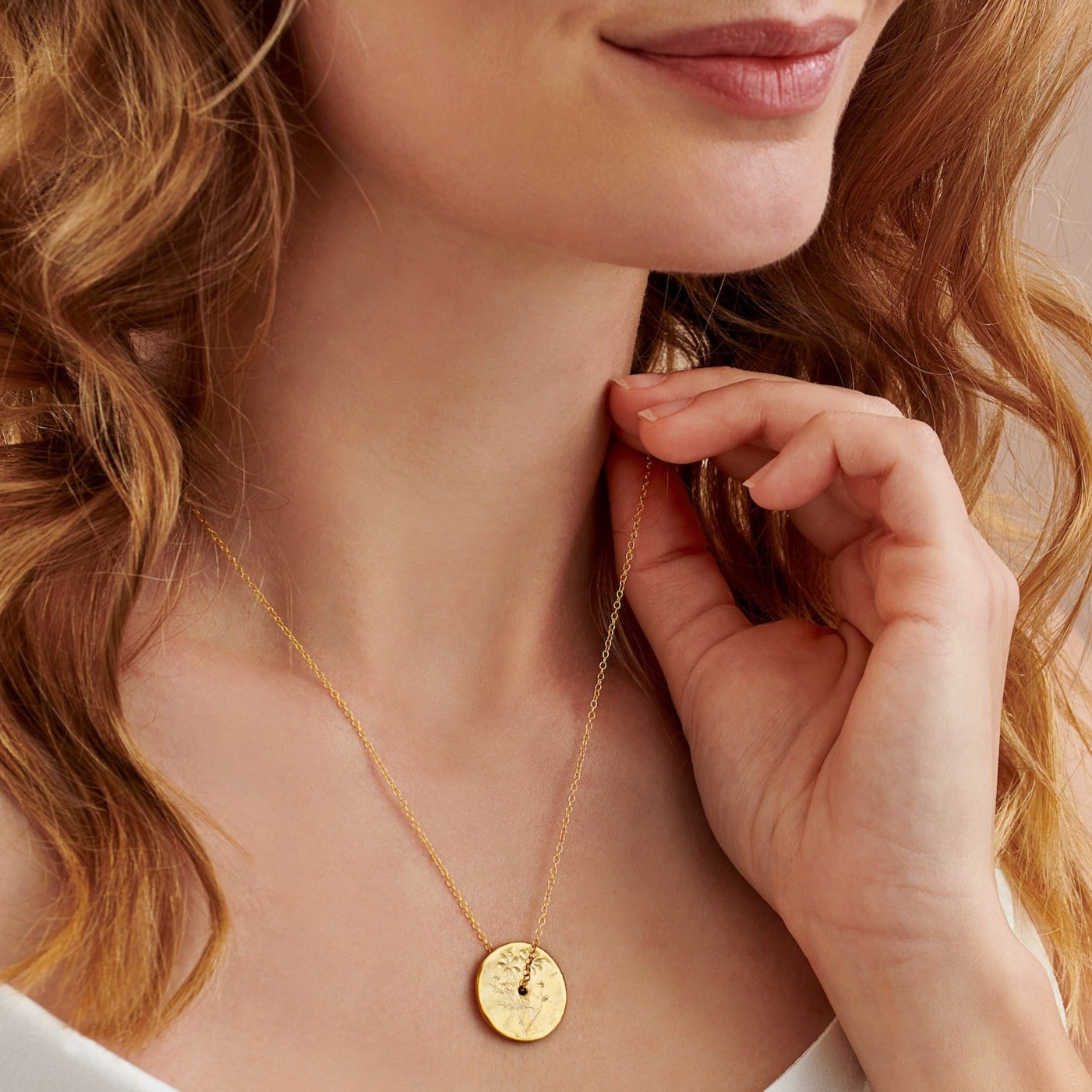 October Birth Flower Cosmos Necklace in Gold Vermeil