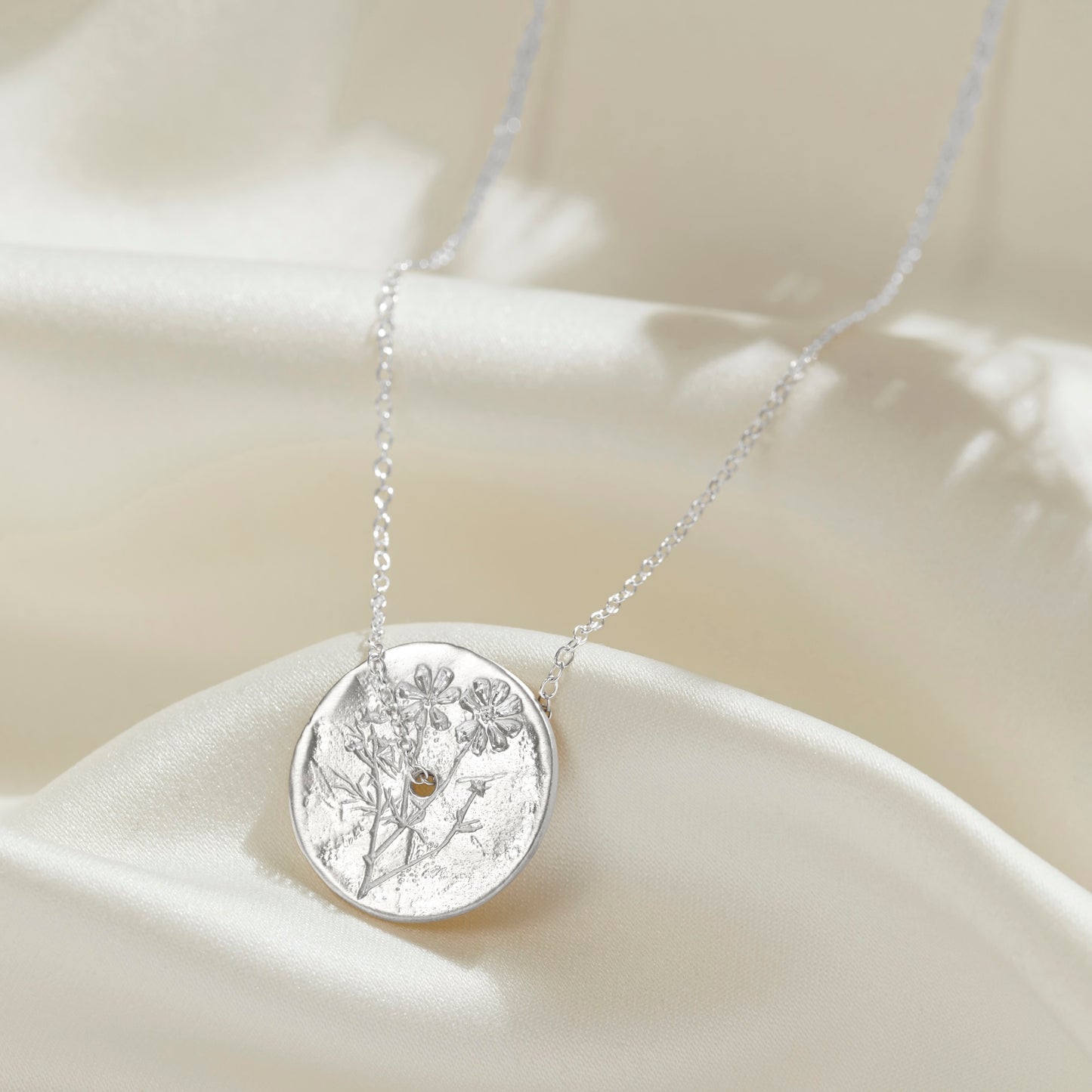 October Birth Flower Cosmos Necklace in Silver