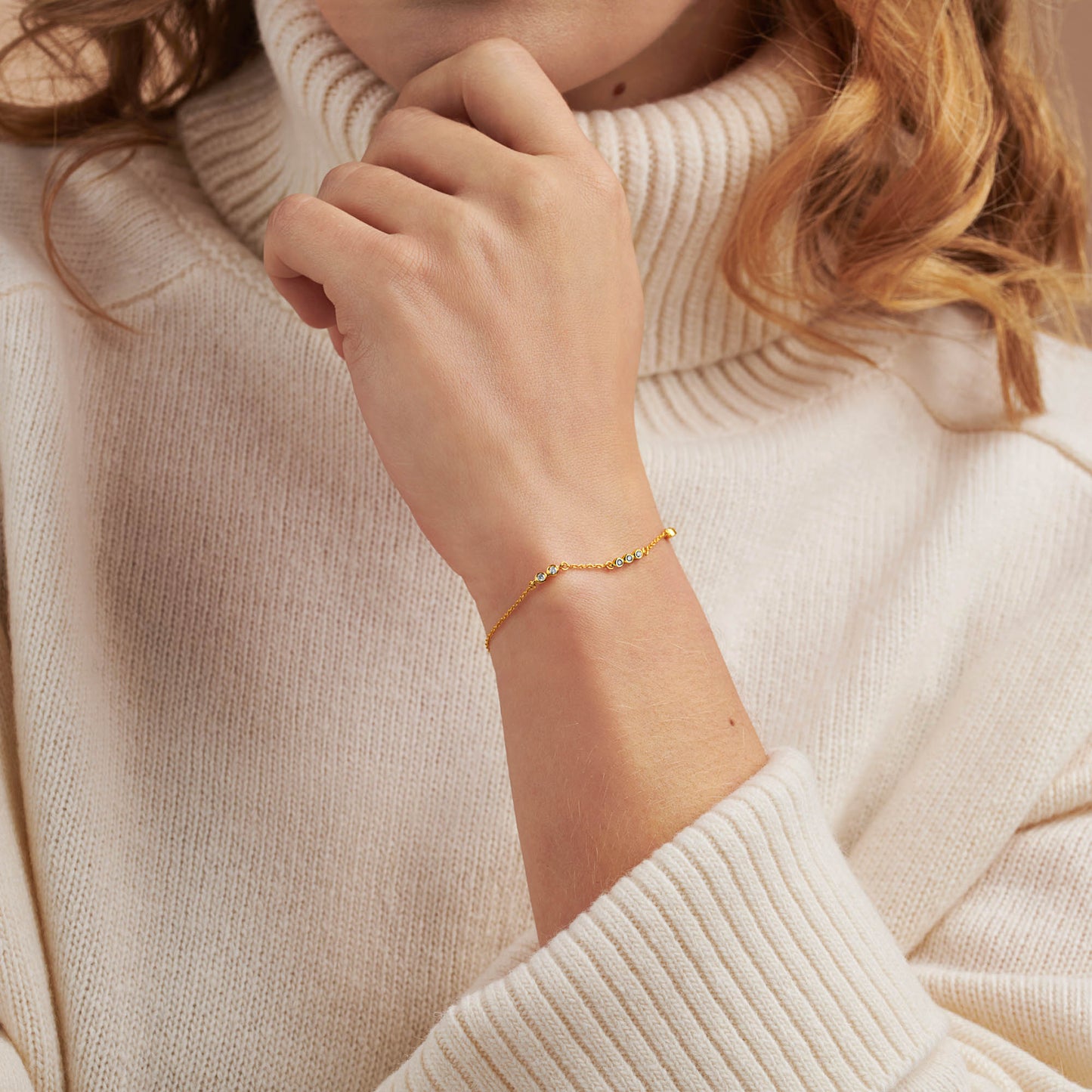 70th birthday bracelet with 7 natural diamonds in 18 carat gold vermeil by Claudette Worters
