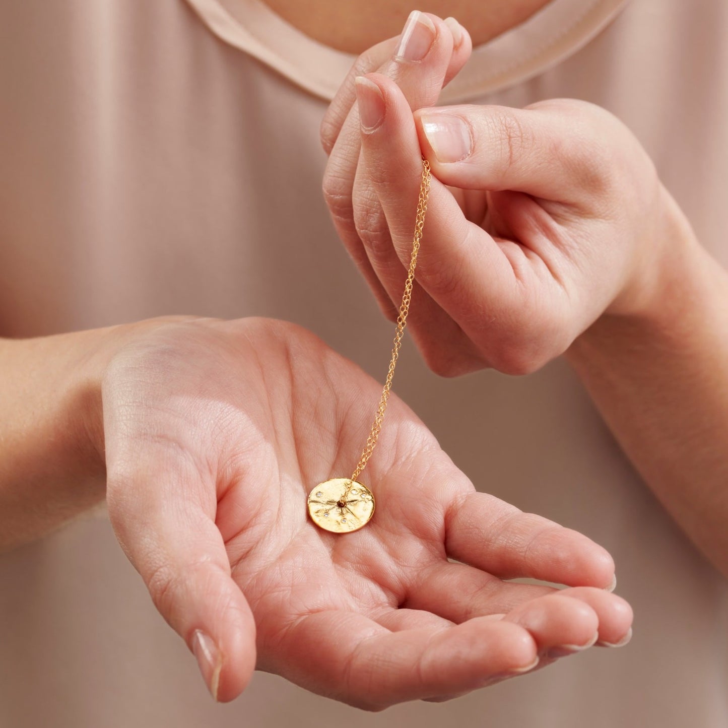 April Diamond Birthstone Spinner Pendant Necklace in 18 Carat Gold Vermeil