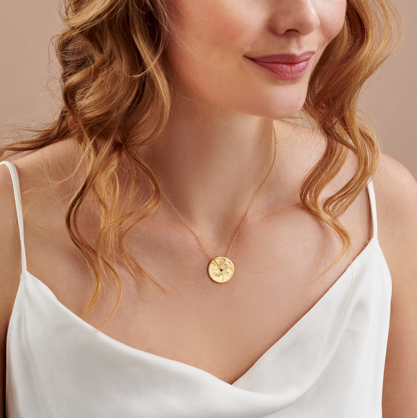 November Birth Flower Chrysanthemum Necklace in Gold Vermeil