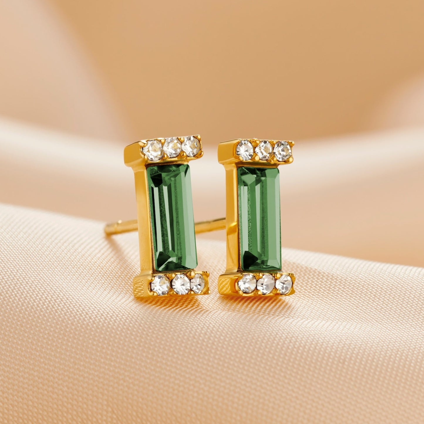 Peridot birthstone stud earrings in gold