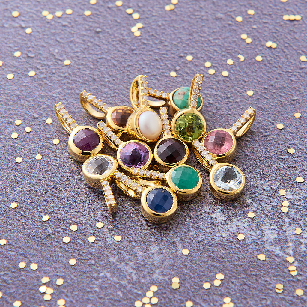 Pearl Birthstone Necklace for June with Diamonds in 18 Carat Gold Vermeil
