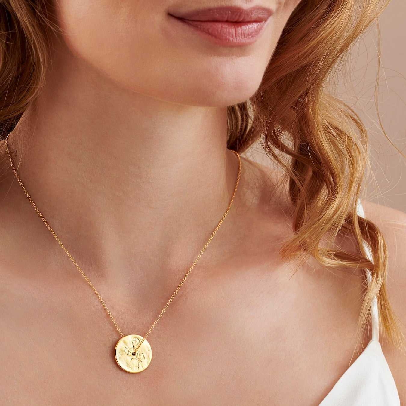 Poppy birth flower pendant in gold