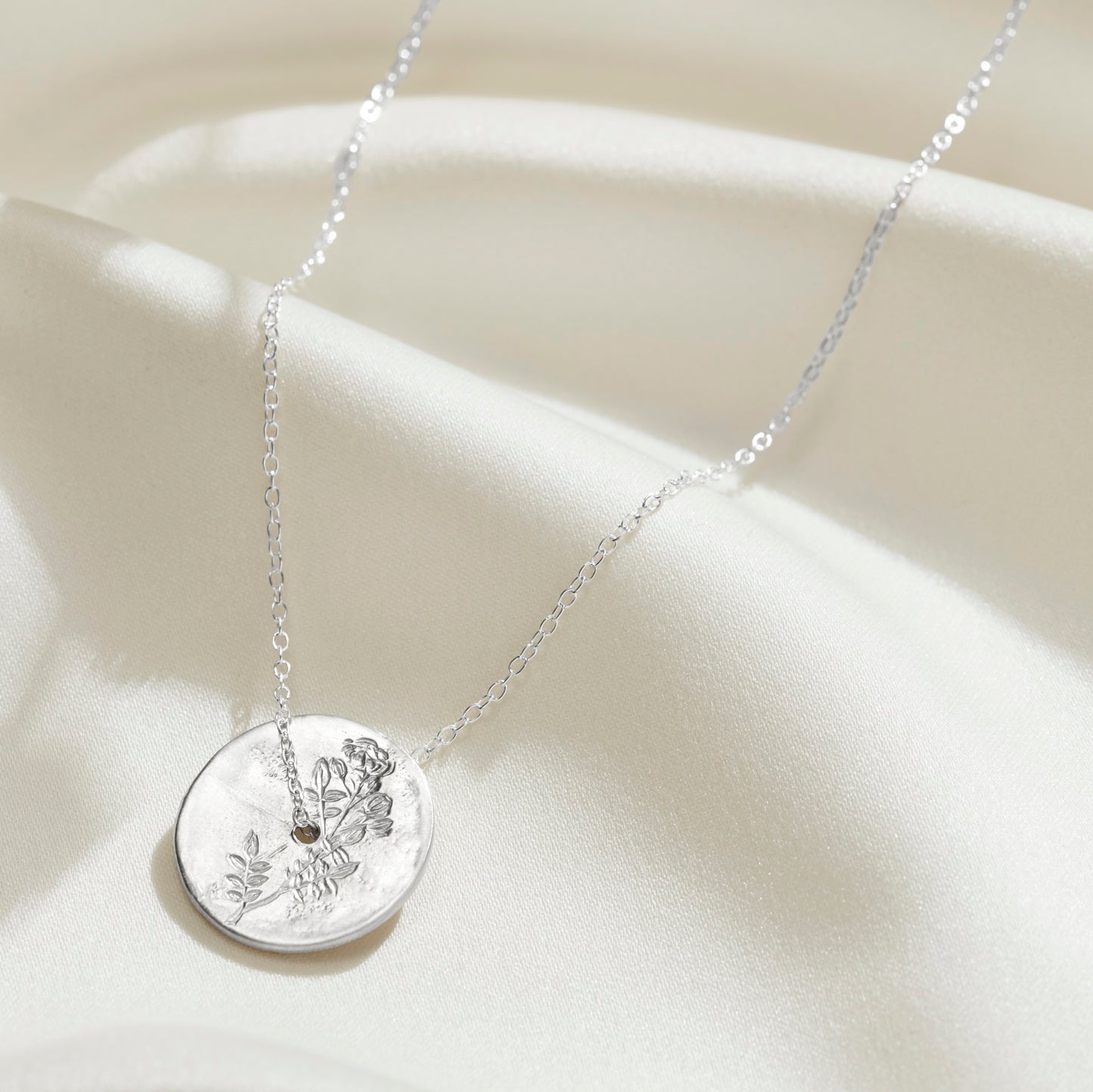 June Birth Flower Rose Necklace in Sterling Silver