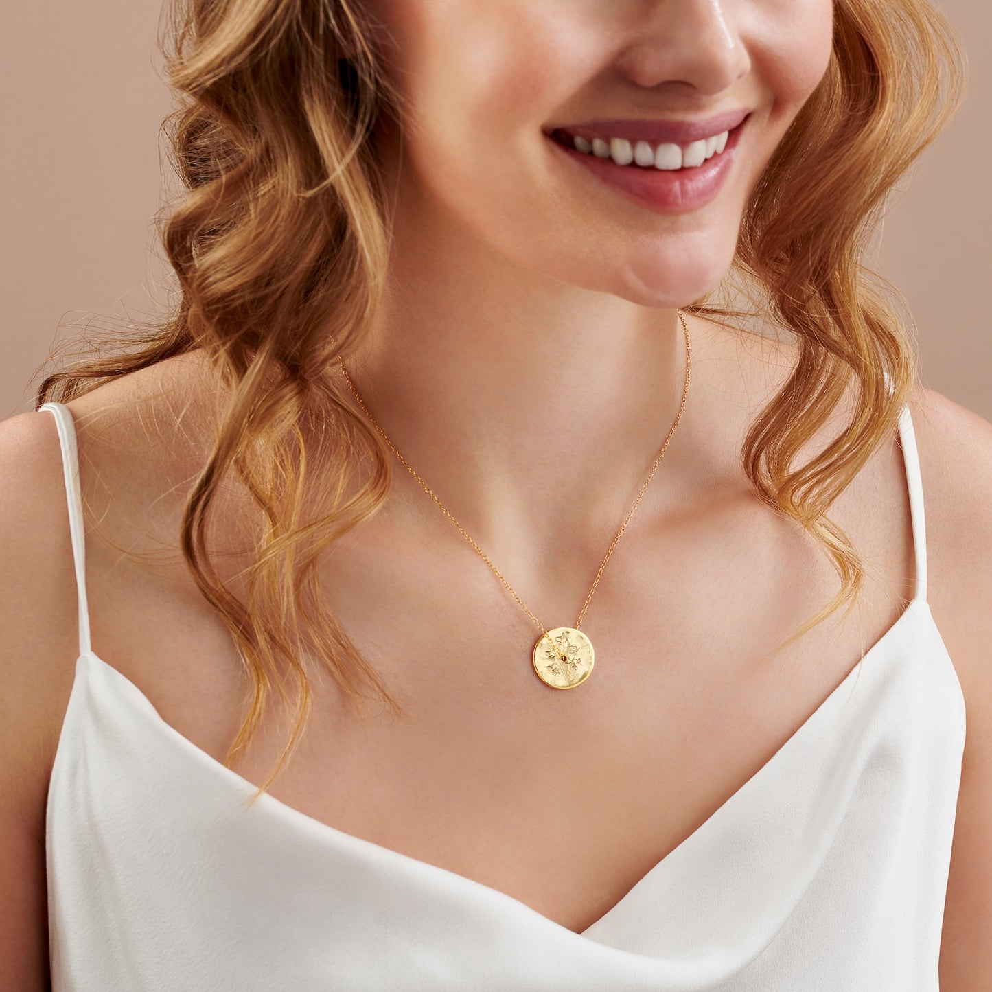 January Birth Flower Snowdrop Necklace in 18ct Gold Vermeil