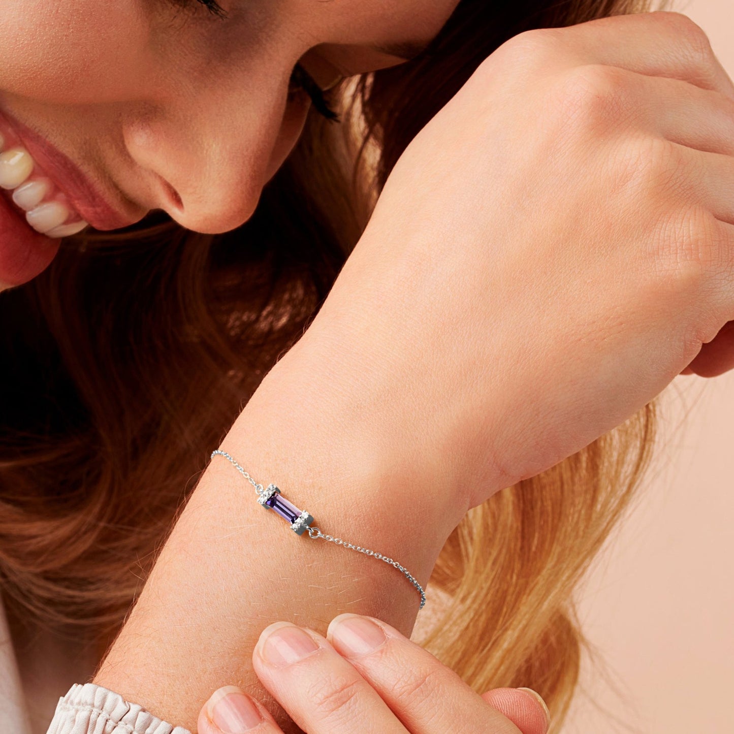 Tanzanite December Birthstone Baguette Bracelet in Sterling Silver