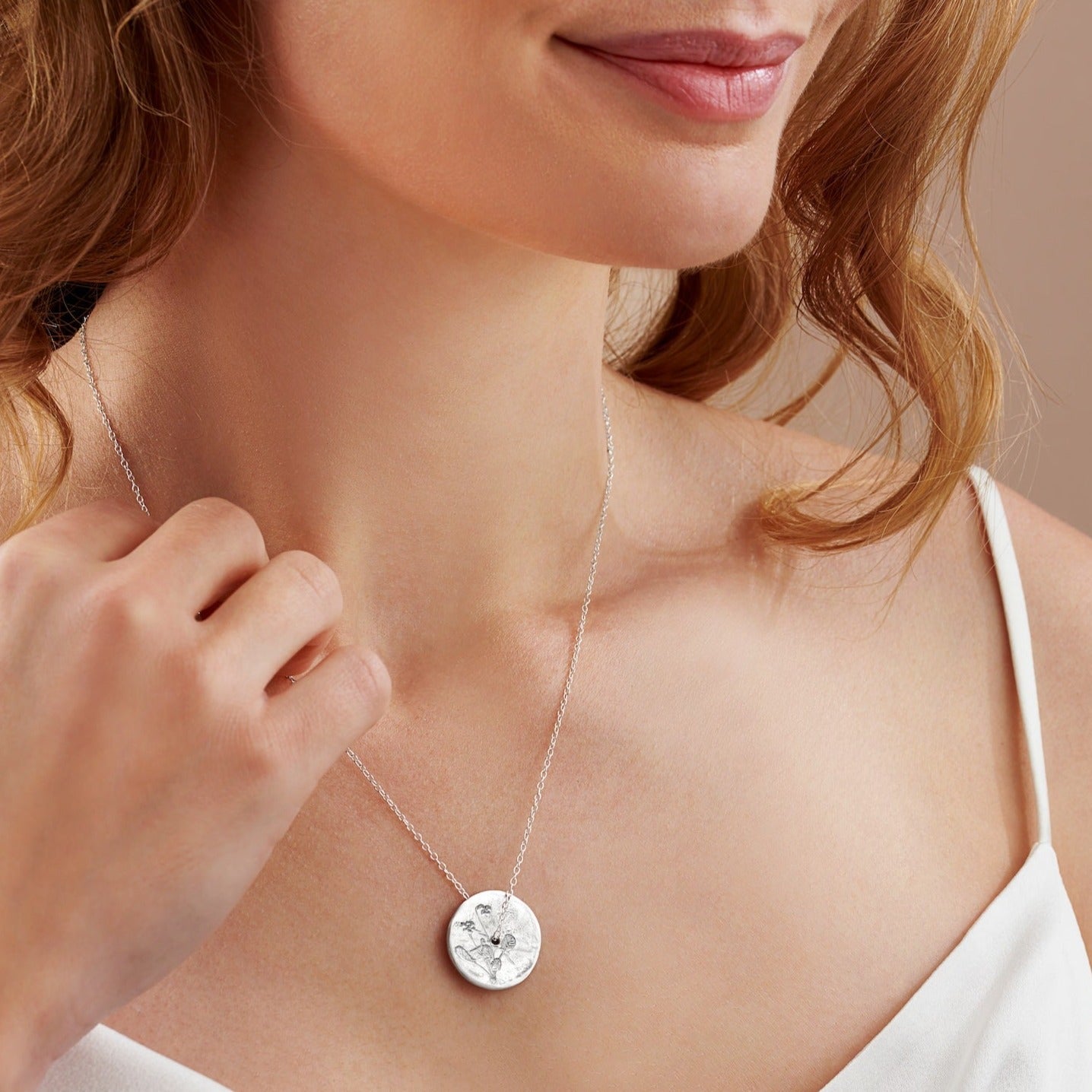 Violet birth flower pendant in recycled sterling silver, the birth flower for February by Claudette Worters 