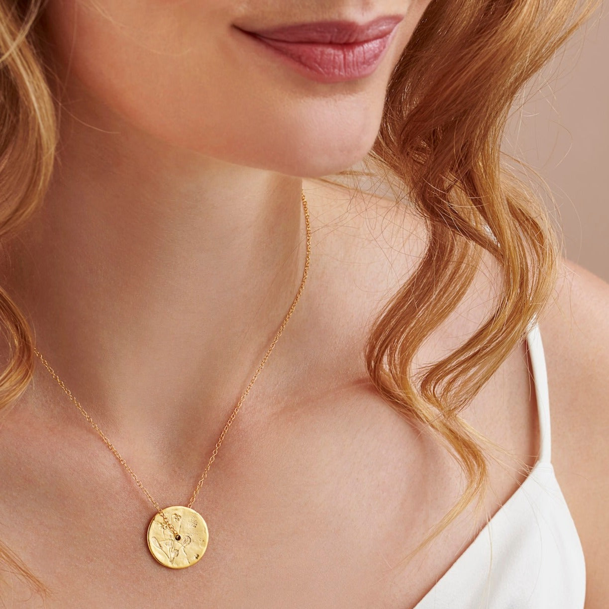 February Birth Flower Violet Necklace in Gold Vermeil