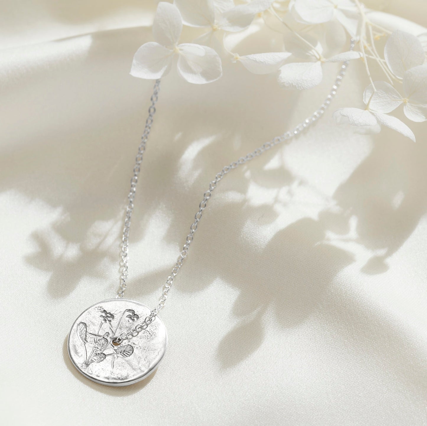 Birth Flower Necklace in Sterling Silver