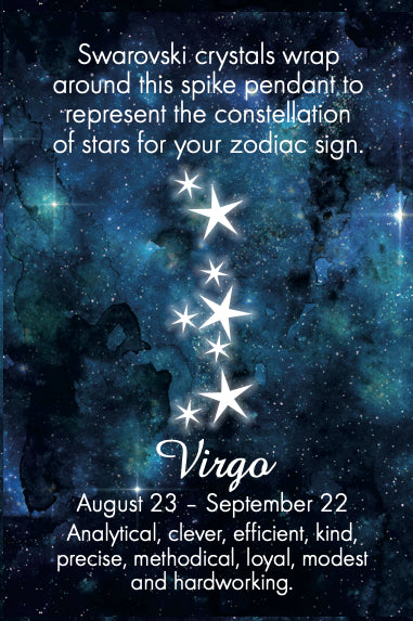 Image of a starry night sky with the constellation of Virgo shown in white stars.
Virgo star sign dates are shown and tje character traits of those born under the zodiac sign of Virgo.