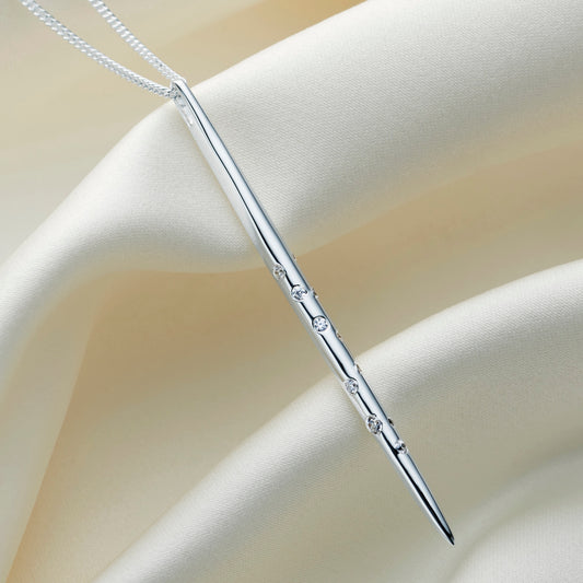 Leo constellation spike necklace in sterling silver with Swarovski crystals set in the constellation of Leo by Claudette Worters.